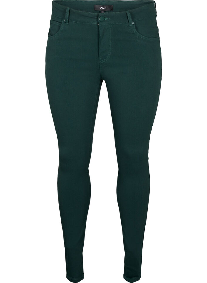 Slim fit bukser med lommer, Gr&oslash;nn, Packshot image number 0