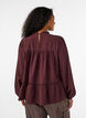 Bluse med broderi og hullbrodert kant, M&oslash;rk Bordeaux, Model image number 2
