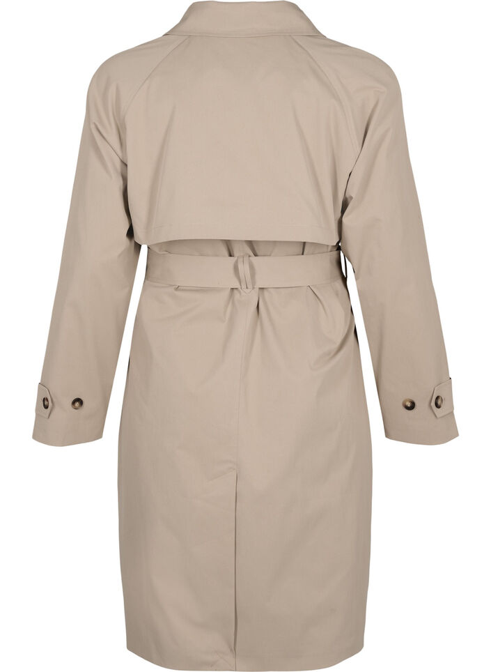 Klassisk lang trenchcoat med belte, Chinchilla, Packshot image number 1