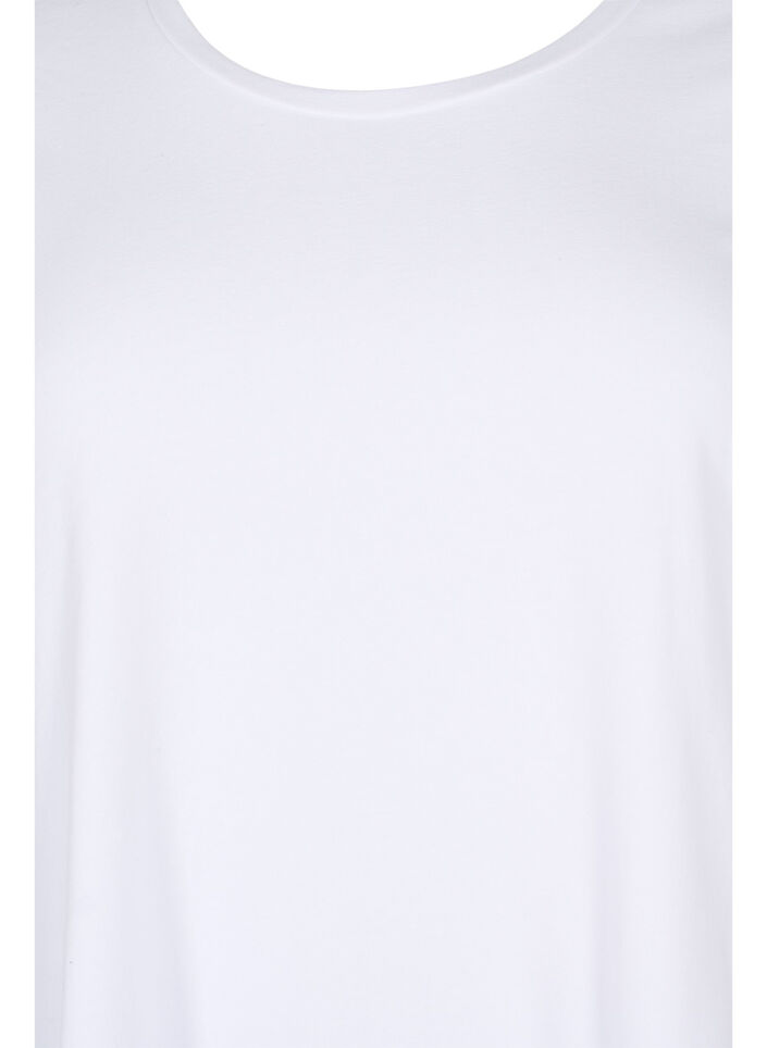 Basis T-skjorte i bomull med 3/4 ermer, Hvit, Packshot image number 2