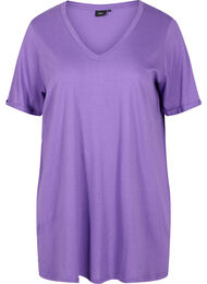 Ensfarget oversized T-skjorte med V-hals, Deep Lavender