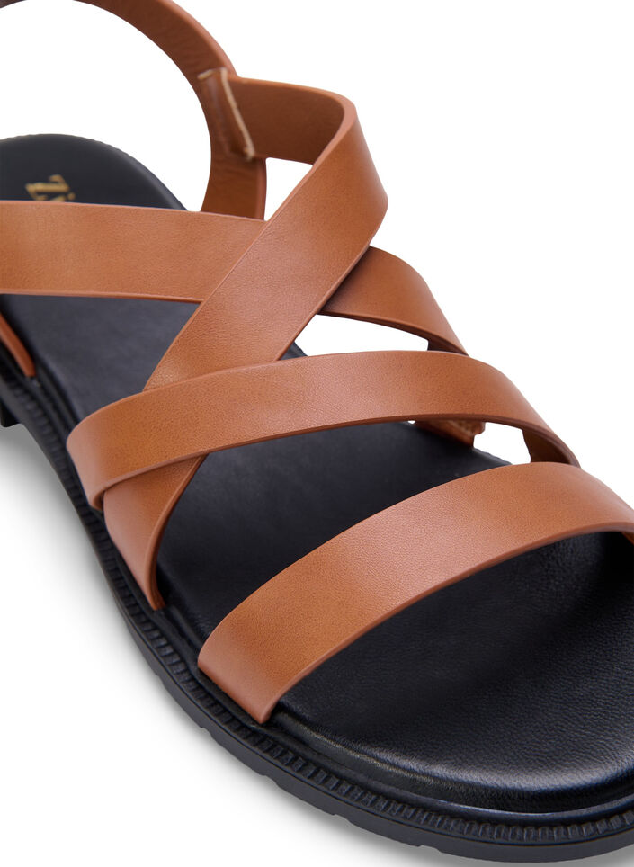 Sommersandal i skinn med bred passform, Friar Brown, Packshot image number 3