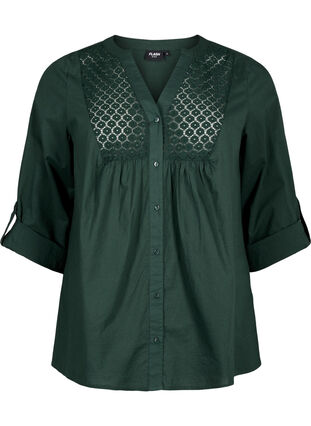Zizzi FLASH – skjorte med hekledetaljer, Scarab, Packshot image number 0