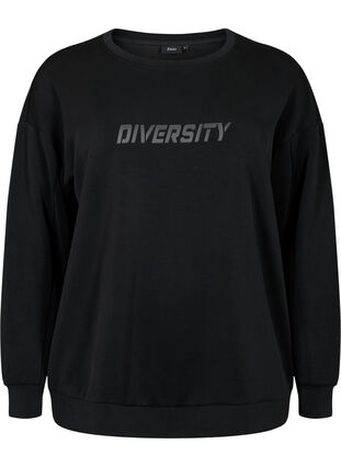 Sweatshirt med teksttrykk, Black, Packshot image number 0