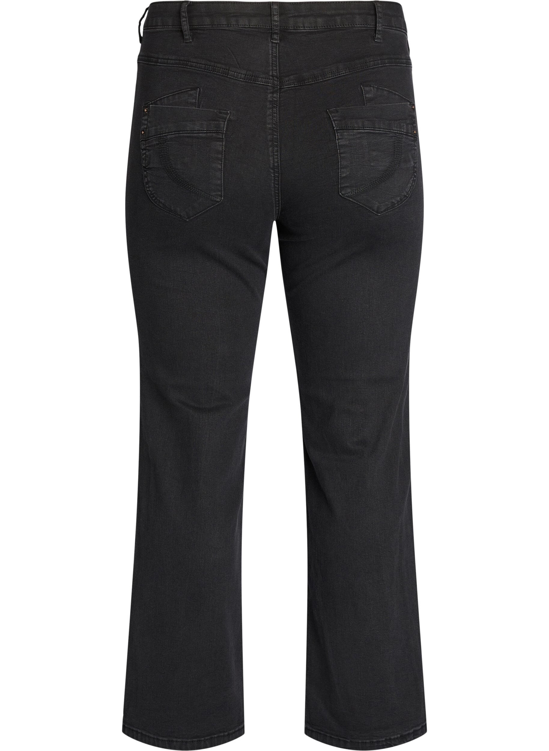 ZizziRegular fit Gemma jeans med h&oslash;y midje, Svart, Packshot image number 1