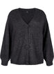 Kort strikket cardigan med blomsterknapper, Dark Grey Melange, Packshot image number 0