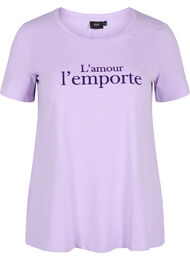 Kortermet T-skjorte i bomull med mønster,  Lavender LAMOUR