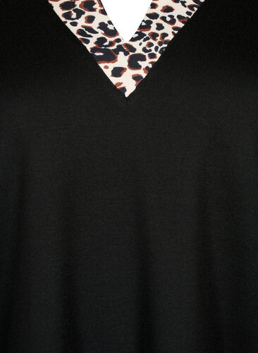 Bluse med lange ermer og «look a-like»-skjorte, Black Leo AOP, Packshot image number 2
