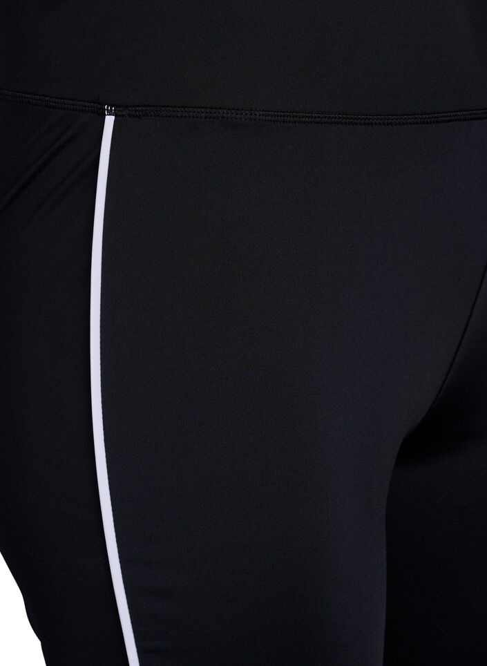 Flared treningsbukser med kontrastkanting, Svart, Packshot image number 2
