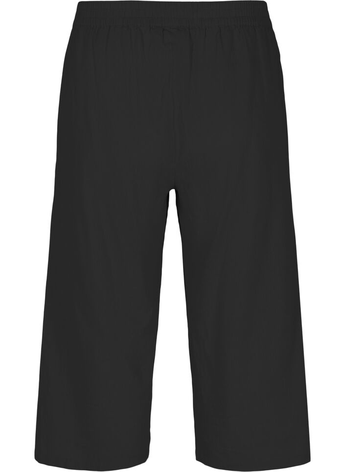 7/8-bukser i bomullsmiks med lin, Black, Packshot image number 1