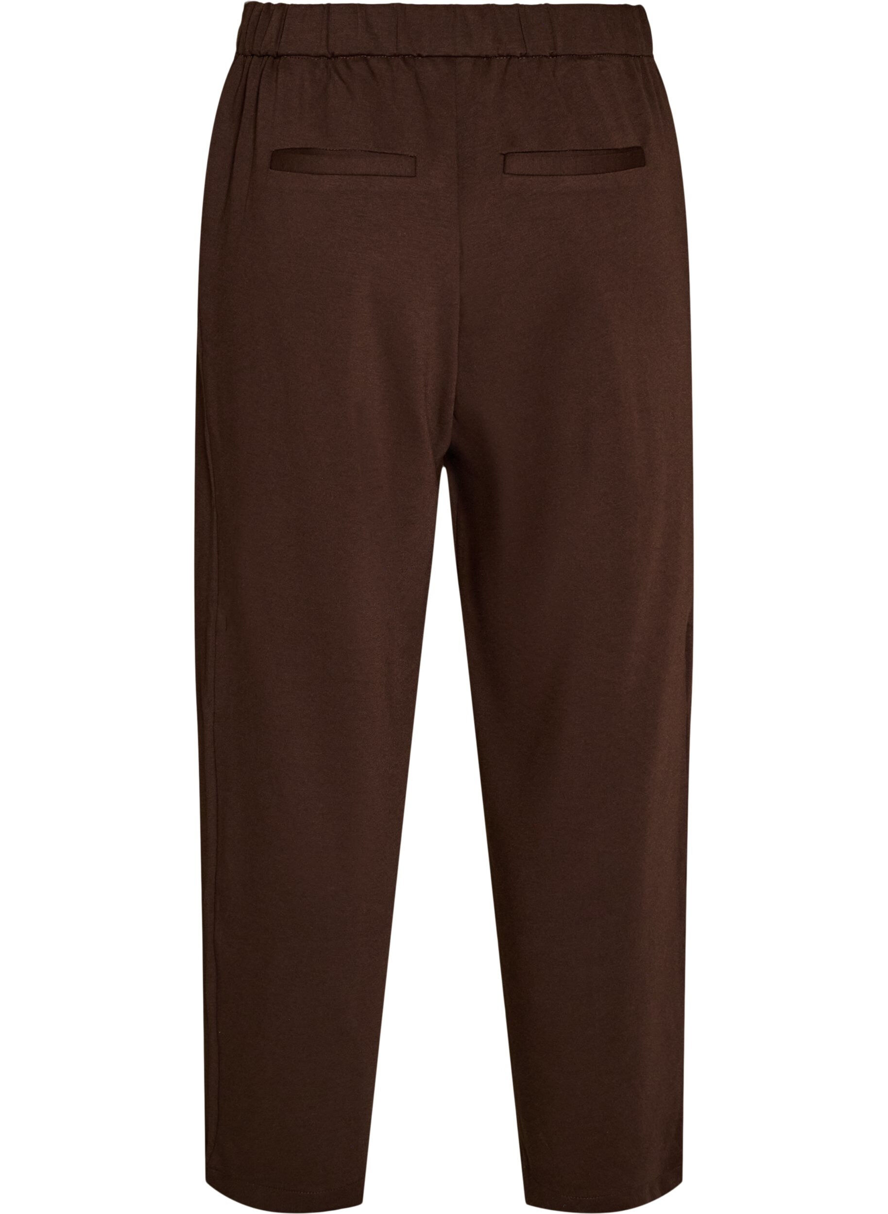 ZizziLoose fit jerseybukser med h&oslash;y midje, Brun, Packshot image number 1