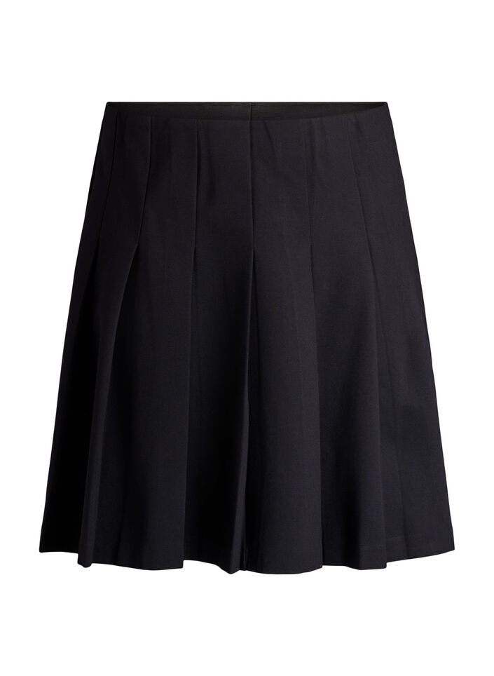 Kort plissert skjørt med elastisk midje, Black, Packshot