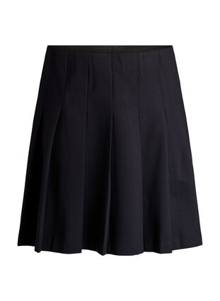 Zizzi Kort plissert skjørt med elastisk midje, Black, Packshot image number 0