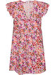 Blomstrete bomullskjole med volanger og V-hals, Rosa, Packshot image number 1