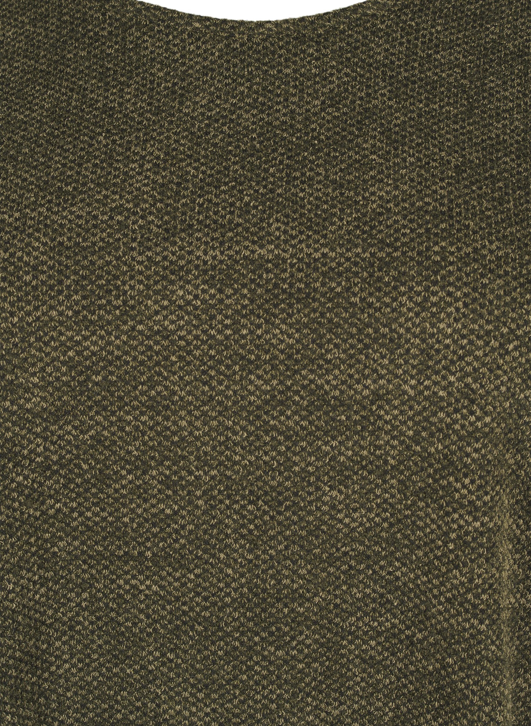 Zizzi Melange Bluse med rund hals og lange ermer, Winter Moss, Packshot image number 2