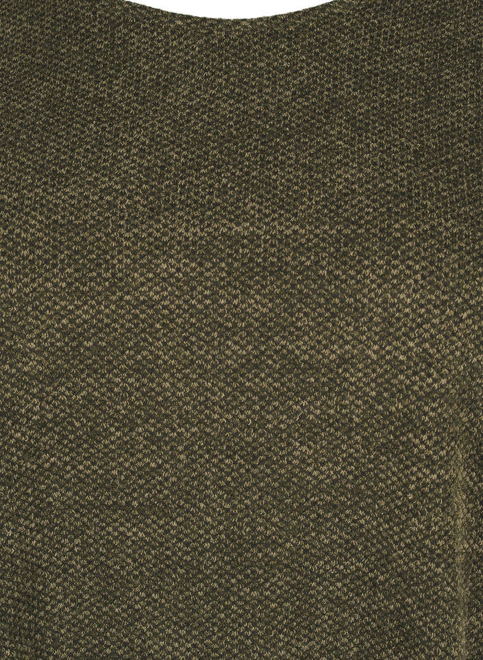 Melange Bluse med rund hals og lange ermer, Winter Moss, Packshot image number 2