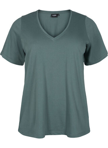 FLASH - T-skjorte med V-hals, Balsam Green, Packshot image number 0
