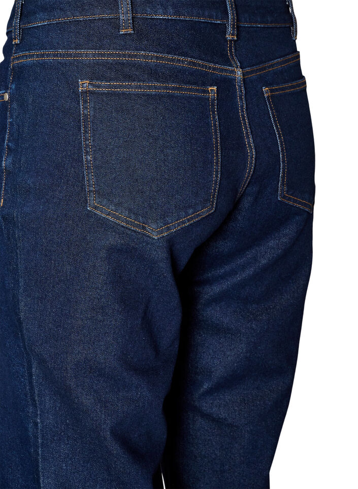 Cropped jeans med straight fit og normal midje, Bl&aring;, Packshot image number 3