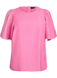 Bluse med korte, vide ermer, Bubblegum