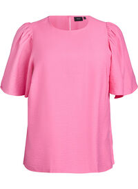 Bluse med korte, vide ermer, Rosa Bluse med korte, vide ermer