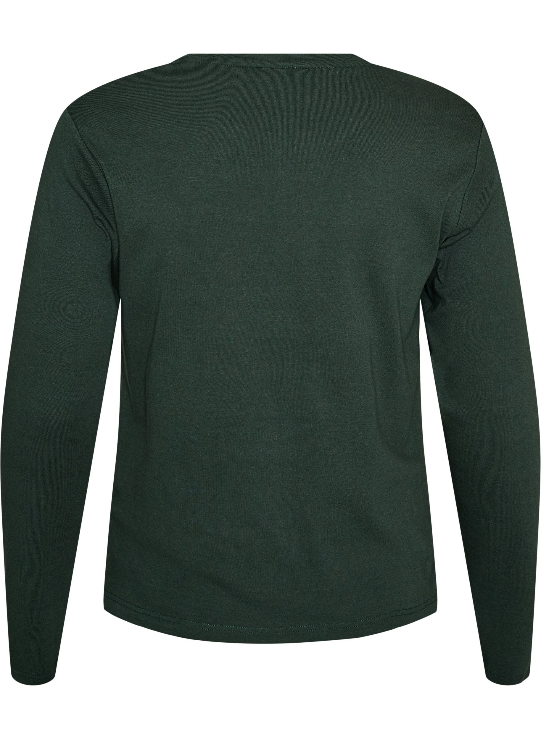 ZizziLangermet basis-T-skjorte med rund hals, Gr&oslash;nn, Packshot image number 1