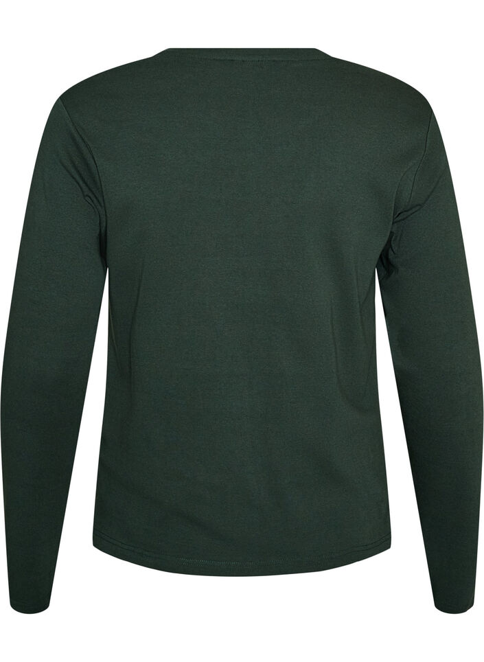 Langermet basis-T-skjorte med rund hals, Gr&oslash;nn, Packshot image number 1