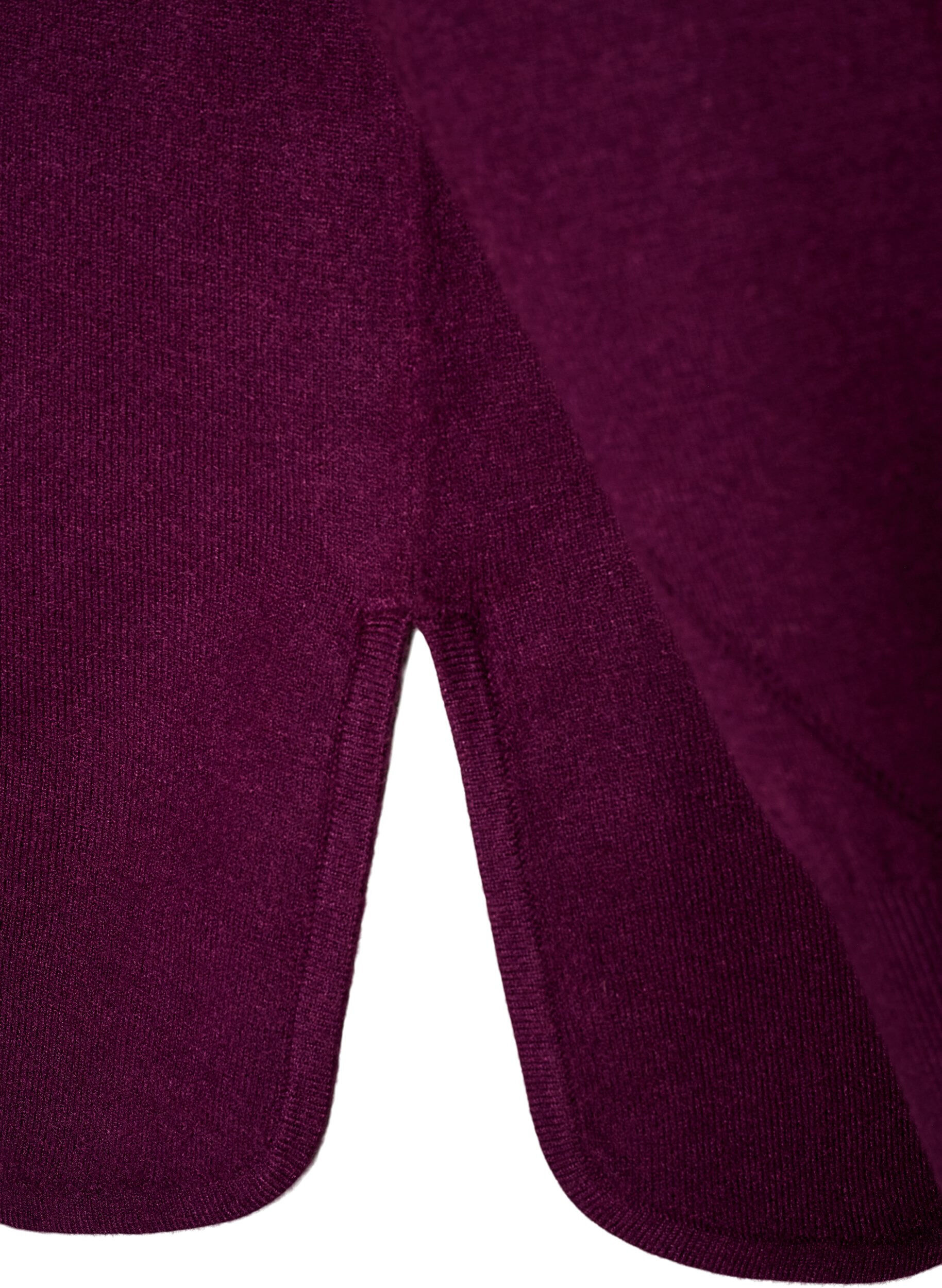 ZizziStrikket bluse med rund hals og strikket m&oslash;nster, R&oslash;d, Packshot image number 3