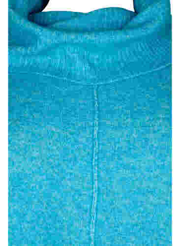 Langermet strikkegenser med rullekrage, Malibu Blue Mel., Packshot image number 2