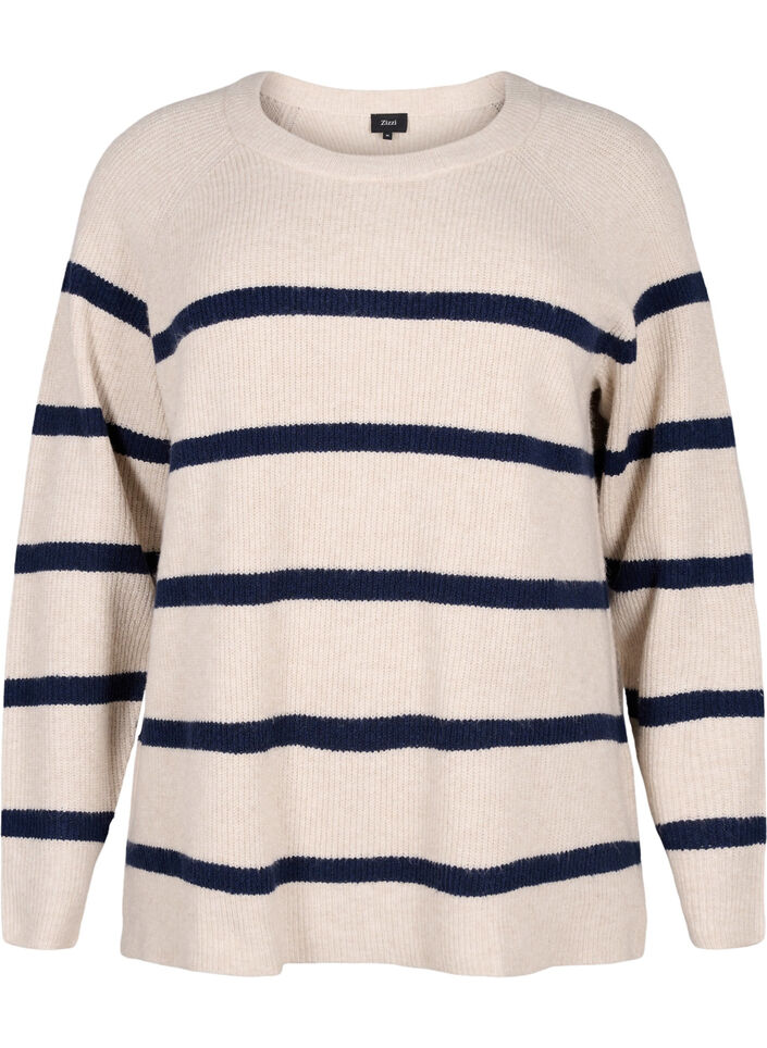 Ribbestrikket genser med striper, P.Stone/Navy.B.Mel., Packshot image number 0