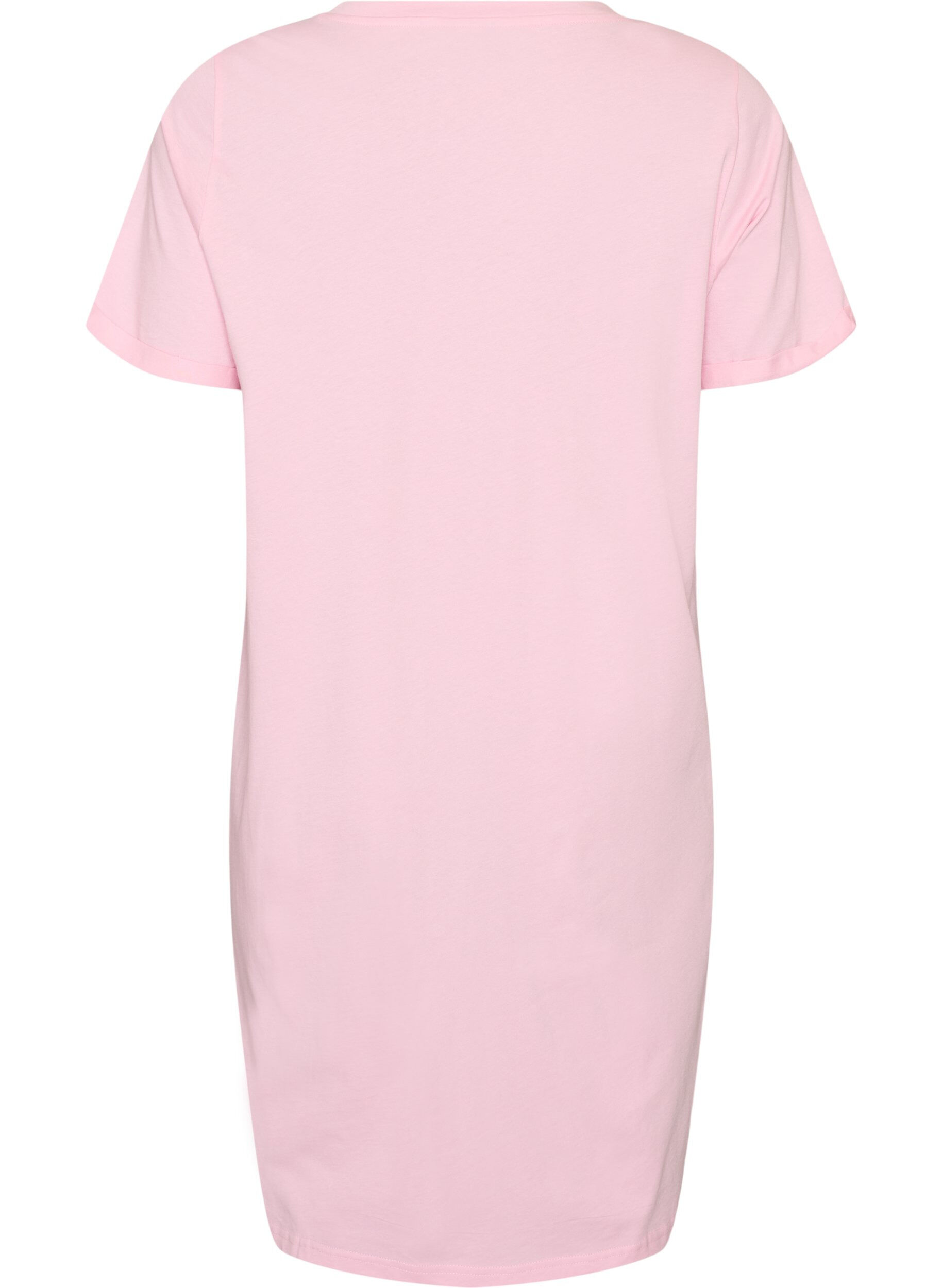 ZizziKortermet nattkjole i &oslash;kologisk bomull, Rosa, Packshot image number 1