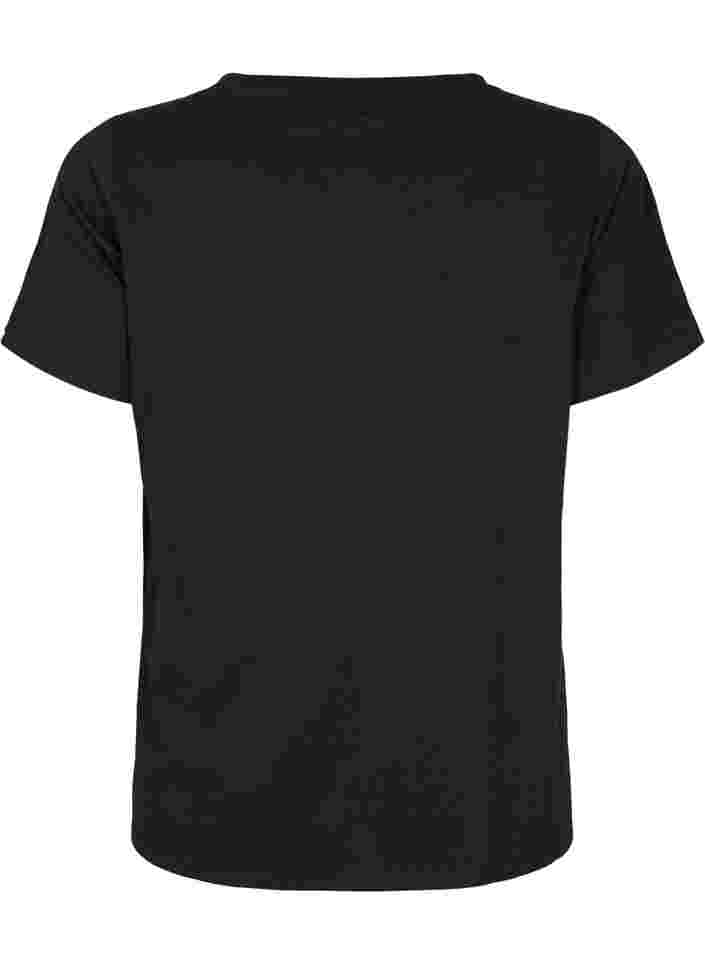 T-skjorte i bomull med trykk og korte ermer, Black Take The Time, Packshot image number 1