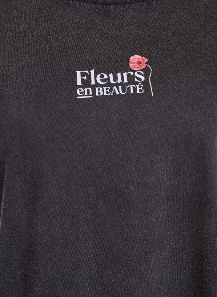 Bomulls T-skjorte med trykk foran og bak, 9991, Packshot image number 2