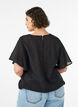 Bluse med ballongform og flaggermus ermer, Svart, Model image number 2