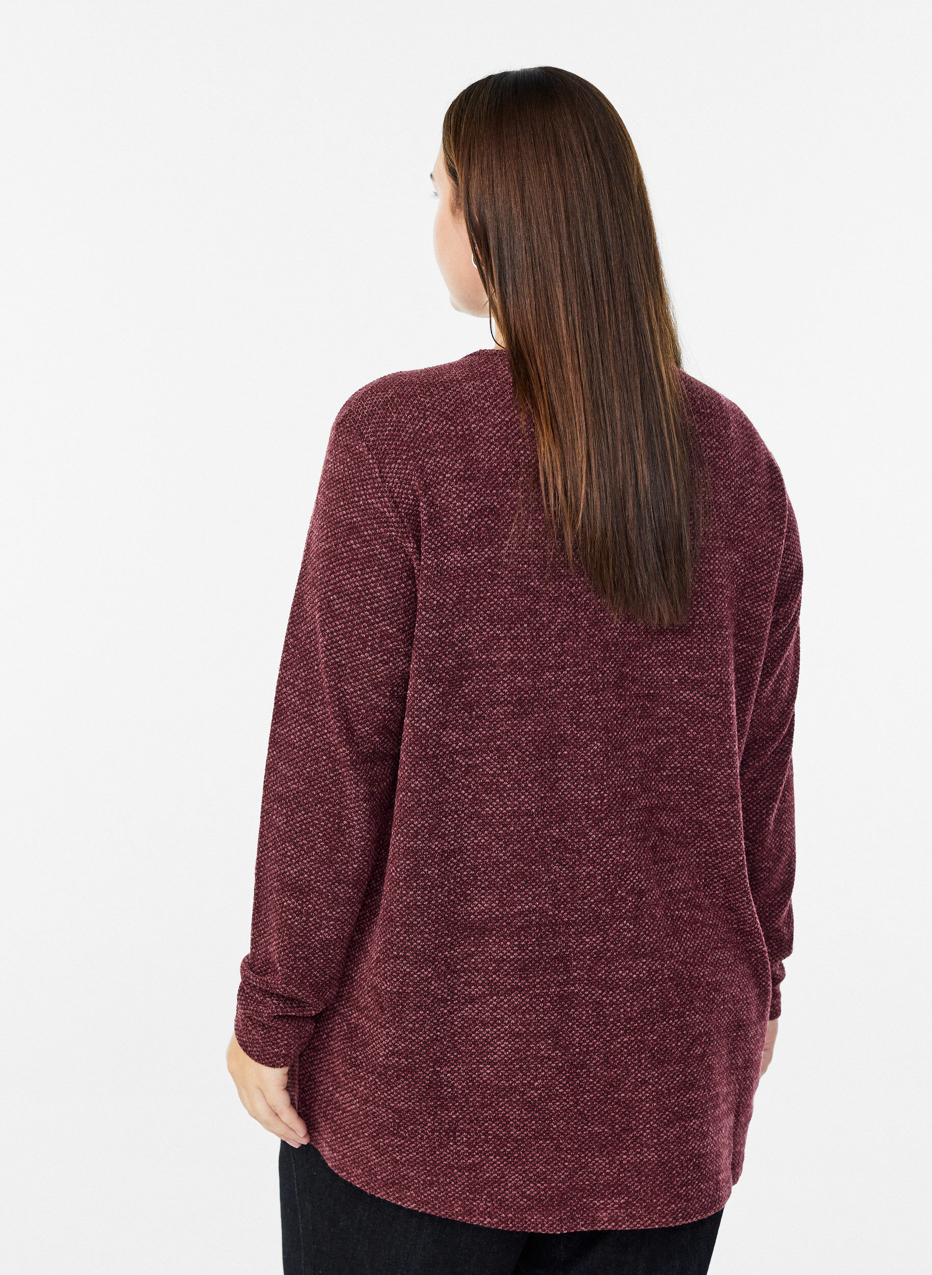 ZizziLangermet bluse med tekstur, M&oslash;rk Bordeaux, Model image number 2