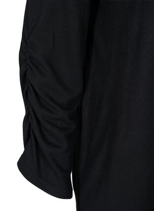 Bluse med similisten og lange ermer, Black, Packshot image number 3