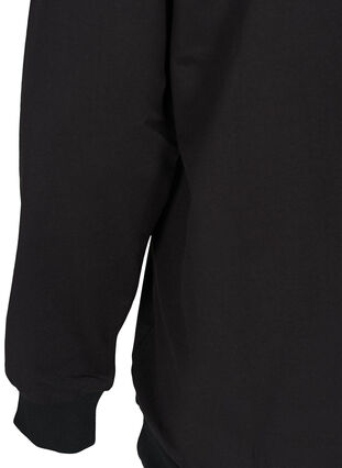 Høyhalset sweatshirt med glidelås, Black w. Burlwood, Packshot image number 3