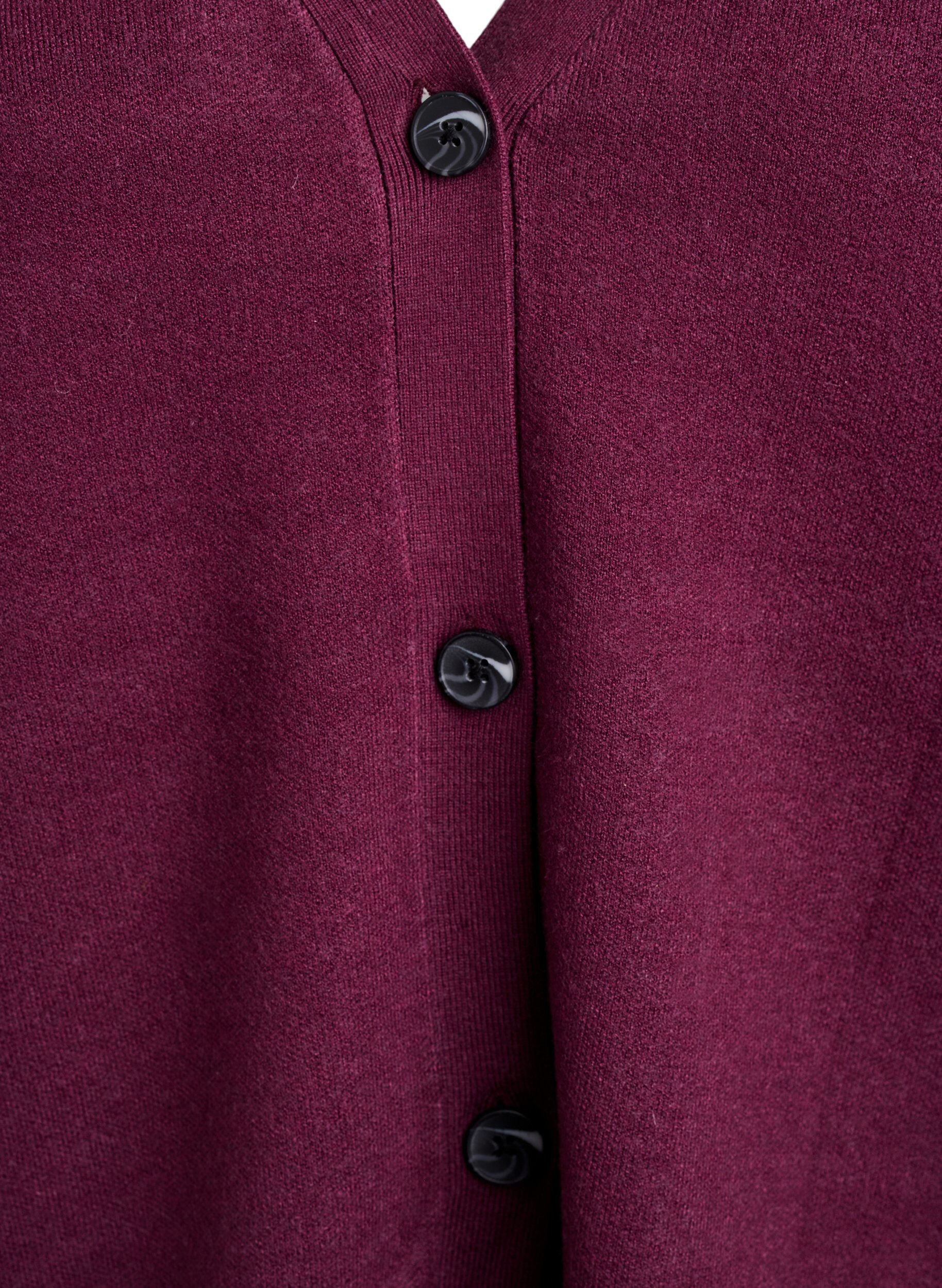 Zizzi Cardigan med v-hals og vide ermer, M&oslash;rk Bordeaux, Packshot image number 2