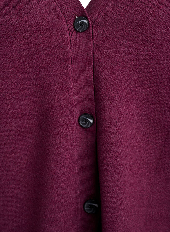 Cardigan med v-hals og vide ermer, Mørk Bordeaux, Packshot image number 2