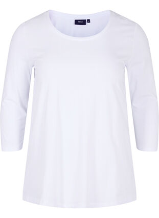 Basis t-skjorte med 3/4-ermer, Bright White, Packshot image number 0