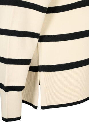 Pullover med striper og høy krage	, Birch w. Black, Packshot image number 3