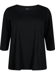 Basis T-skjorte i bomull med 3/4 ermer, Black
