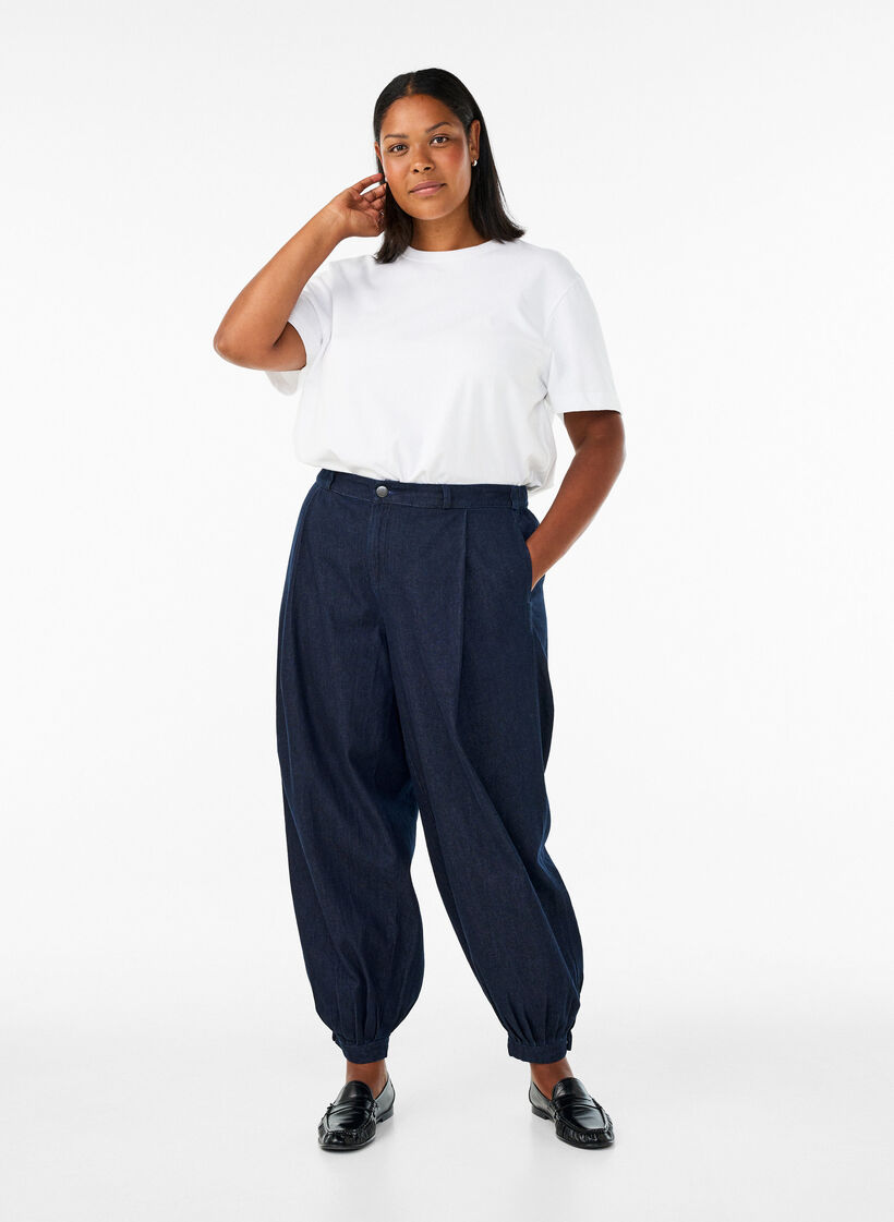 H&oslash;y midje ballongjeans, Bl&aring;, Model image number 0