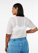 Mesh topp med korte ermer og rund hals, Vanilje, Model image number 2
