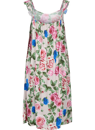 Blomstrete midikjole med volanger, Bright Flower , Packshot image number 1