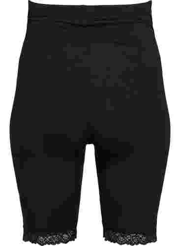 Sykkelshorts til gravide med blondekant, Black, Packshot image number 1