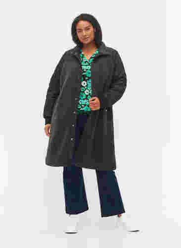 Quiltet jakke med teddy og knappelukking, Black Comb, Model image number 2