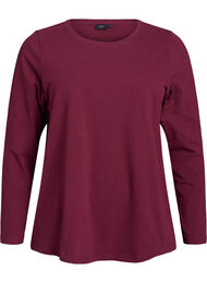 Basis jersey bluse med lange ermer, M&oslash;rk Bordeaux