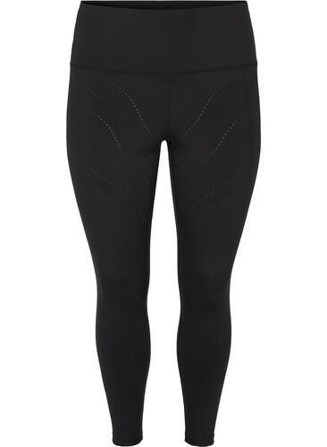 Cropped treningstights med struktur, Black, Packshot image number 0