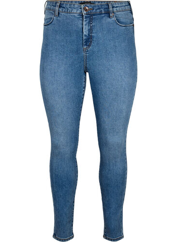 Amy jeans med høy midje og supersmal passform, Blue denim, Packshot image number 0