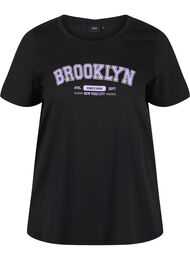 T-skjorte i bomull med trykk, Black Brooklyn